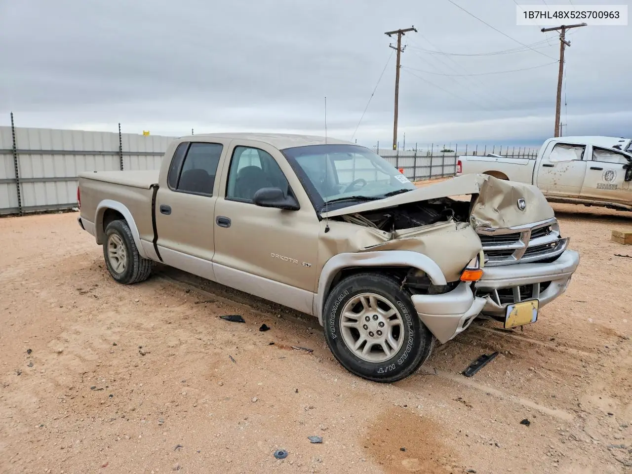 2002 Dodge Dakota Quad Slt VIN: 1B7HL48X52S700963 Lot: 56183776