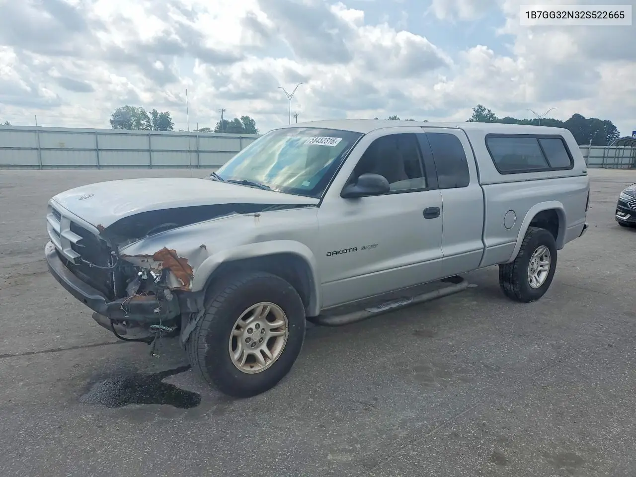 2002 Dodge Dakota Sport VIN: 1B7GG32N32S522665 Lot: 58452316