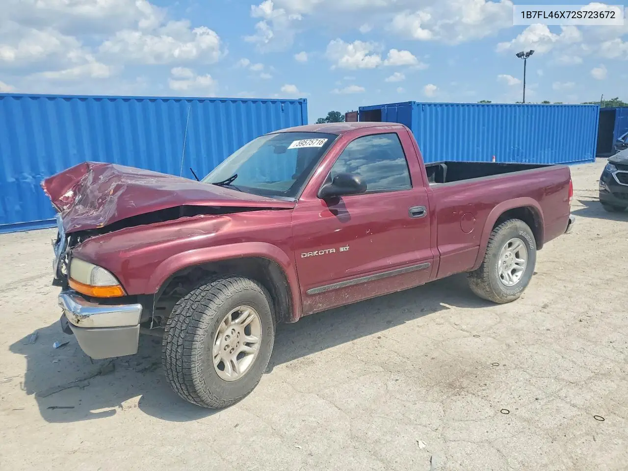 2002 Dodge Dakota Slt VIN: 1B7FL46X72S723672 Lot: 59575716