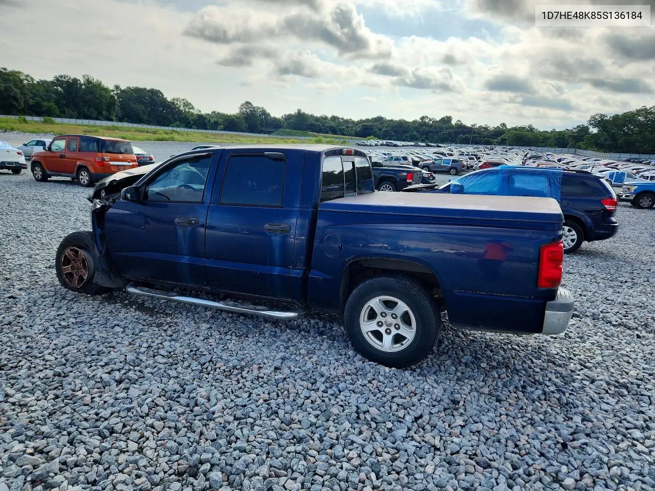 2005 Dodge Dakota Quad Slt VIN: 1D7HE48K85S136184 Lot: 58817866
