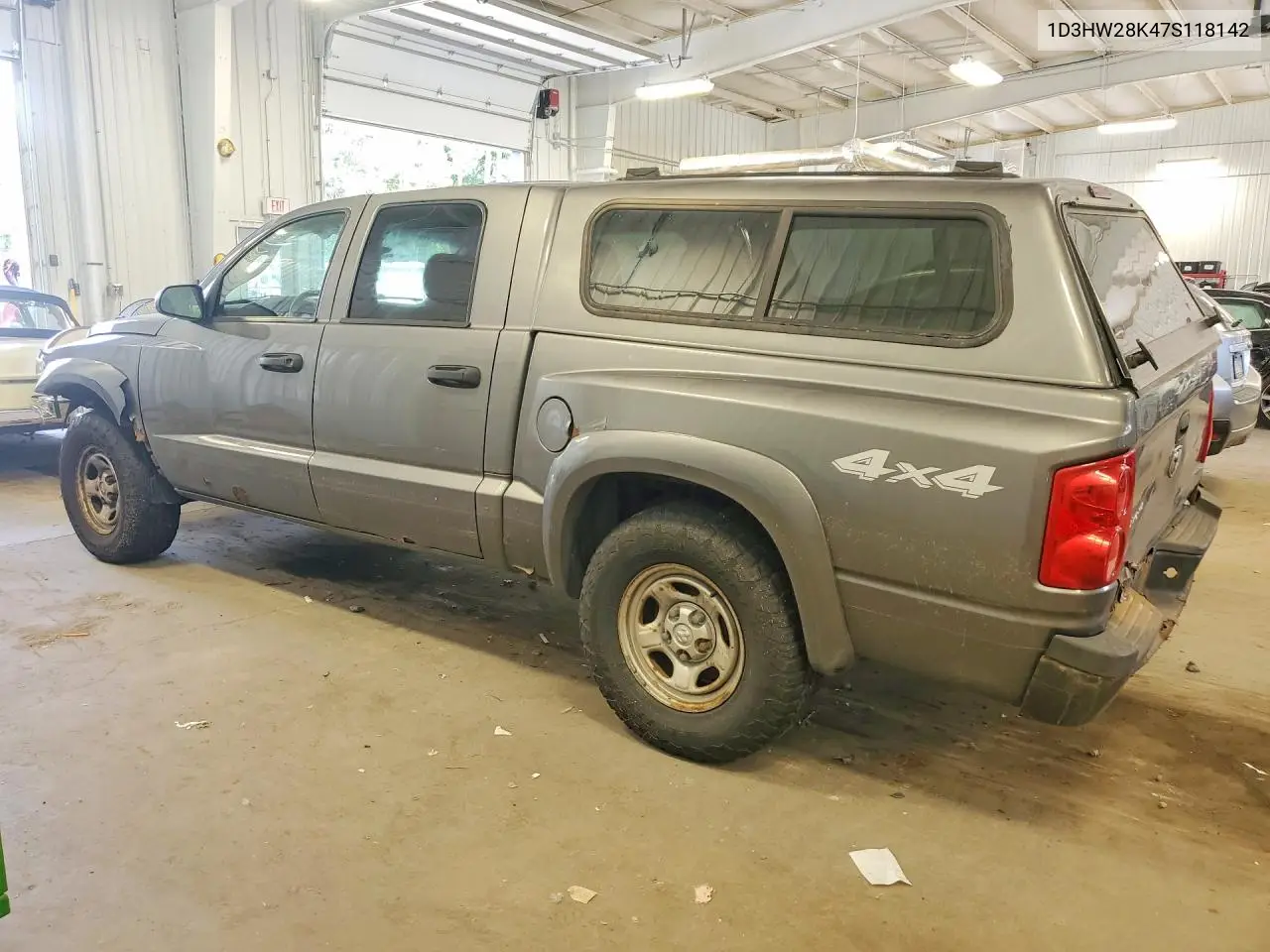 2007 Dodge Dakota Quad VIN: 1D3HW28K47S118142 Lot: 58312606