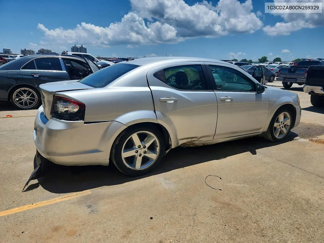2012 Dodge Avenger Se VIN: 1C3CDZAB0CN259329 Lot: 56426896