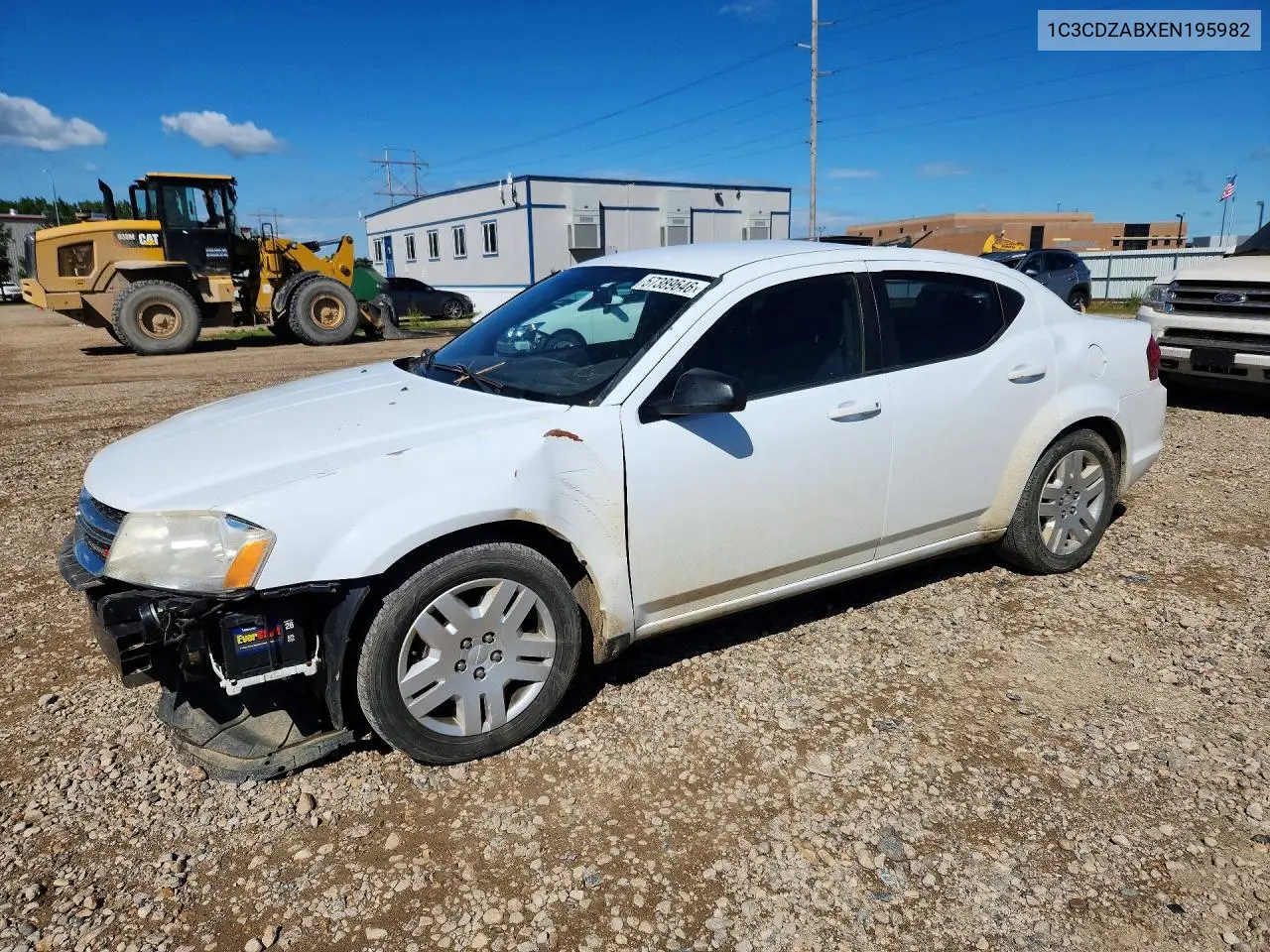 2014 Dodge Avenger Se VIN: 1C3CDZABXEN195982 Lot: 57389646