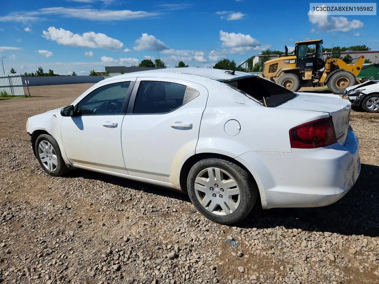 2014 Dodge Avenger Se VIN: 1C3CDZABXEN195982 Lot: 57389646
