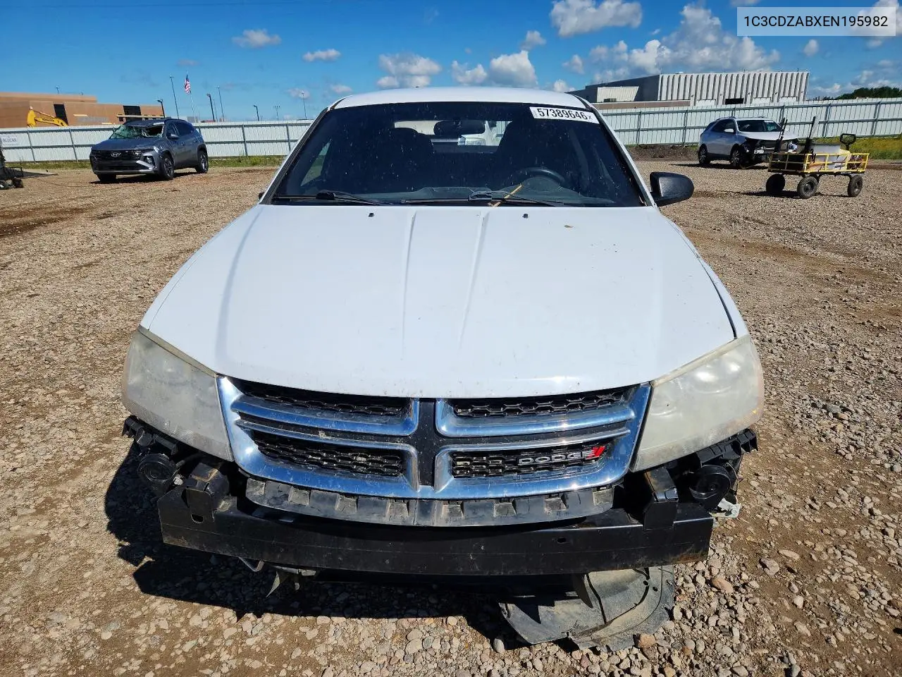 2014 Dodge Avenger Se VIN: 1C3CDZABXEN195982 Lot: 57389646