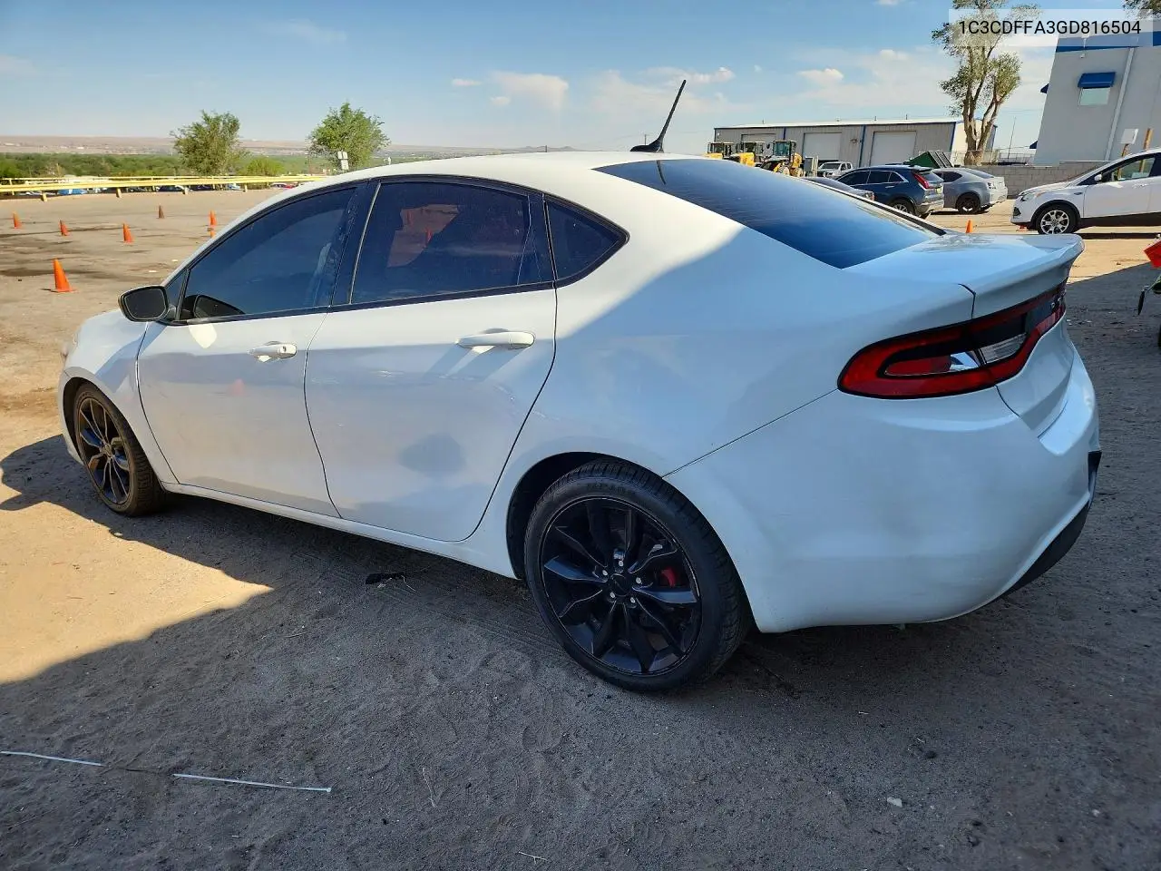 2016 Dodge Dart Sxt Sport VIN: 1C3CDFFA3GD816504 Lot: 58784936