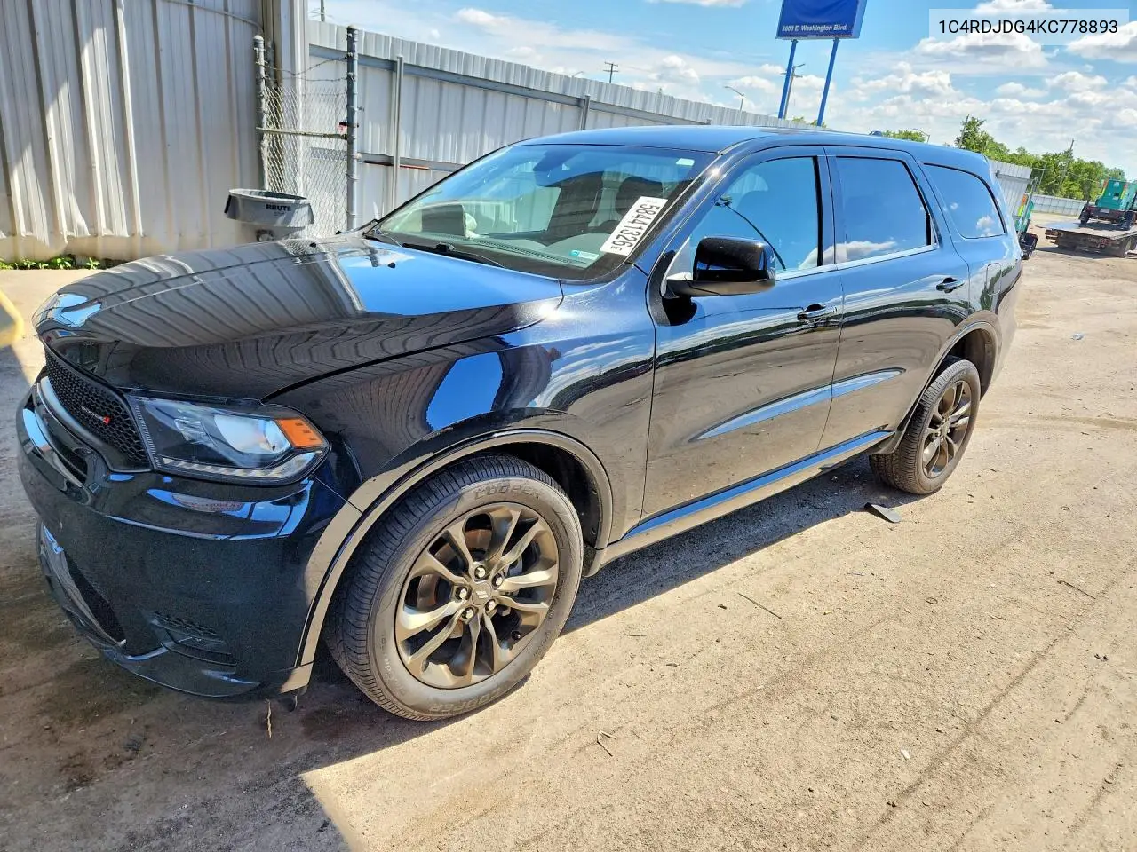 2019 Dodge Durango Gt VIN: 1C4RDJDG4KC778893 Lot: 58441326