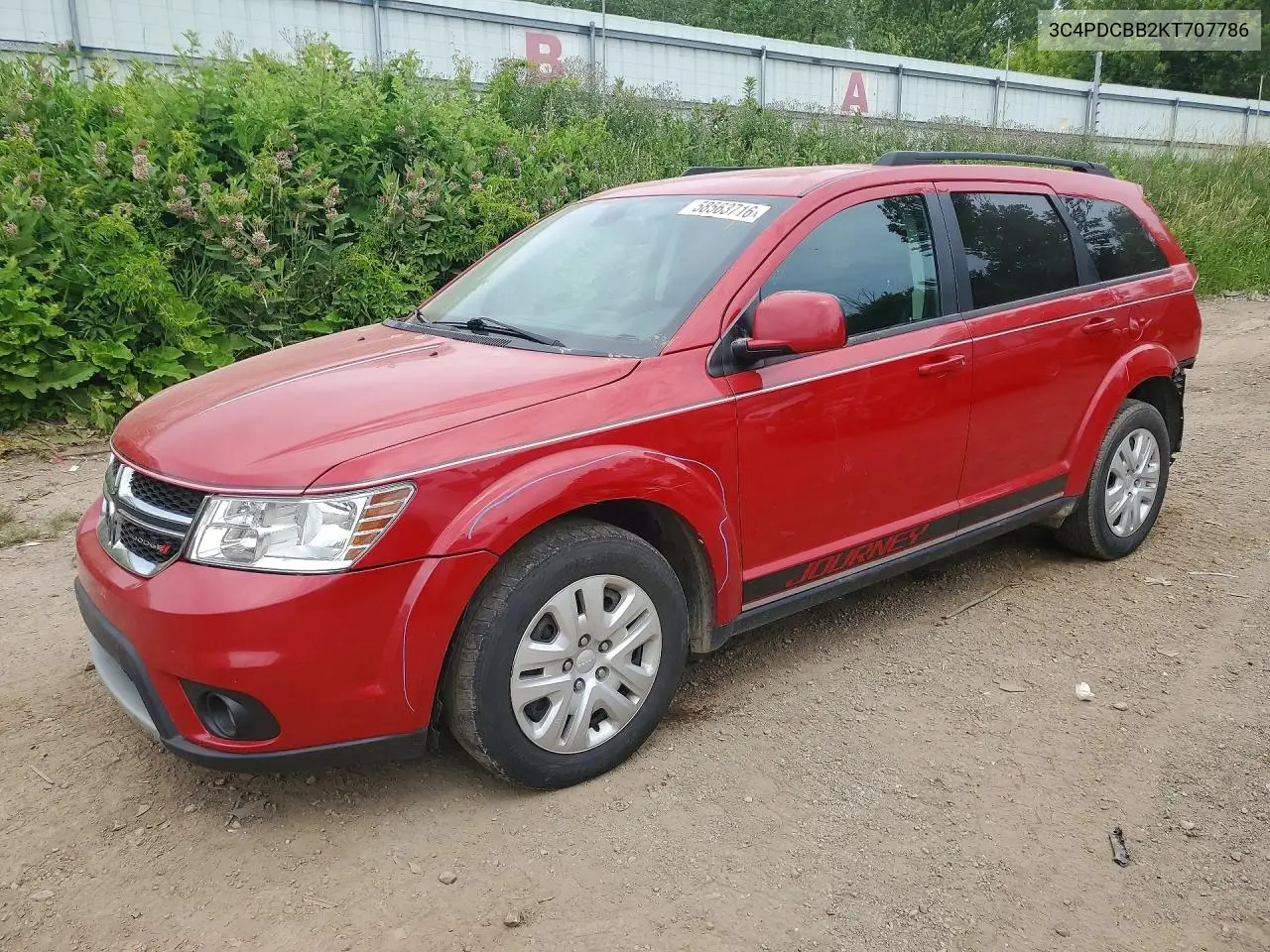2019 Dodge Journey Se VIN: 3C4PDCBB2KT707786 Lot: 58563716