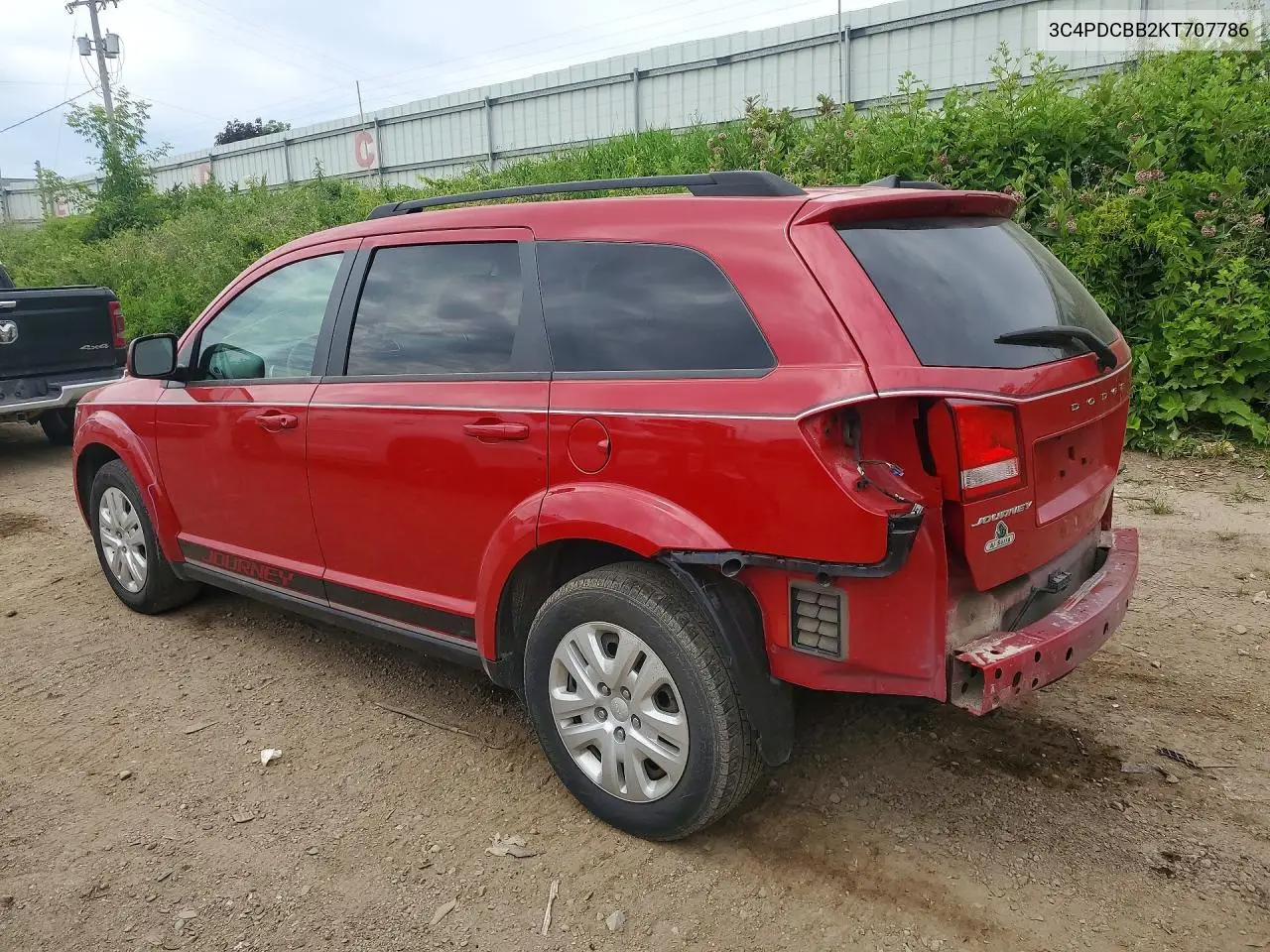 2019 Dodge Journey Se VIN: 3C4PDCBB2KT707786 Lot: 58563716