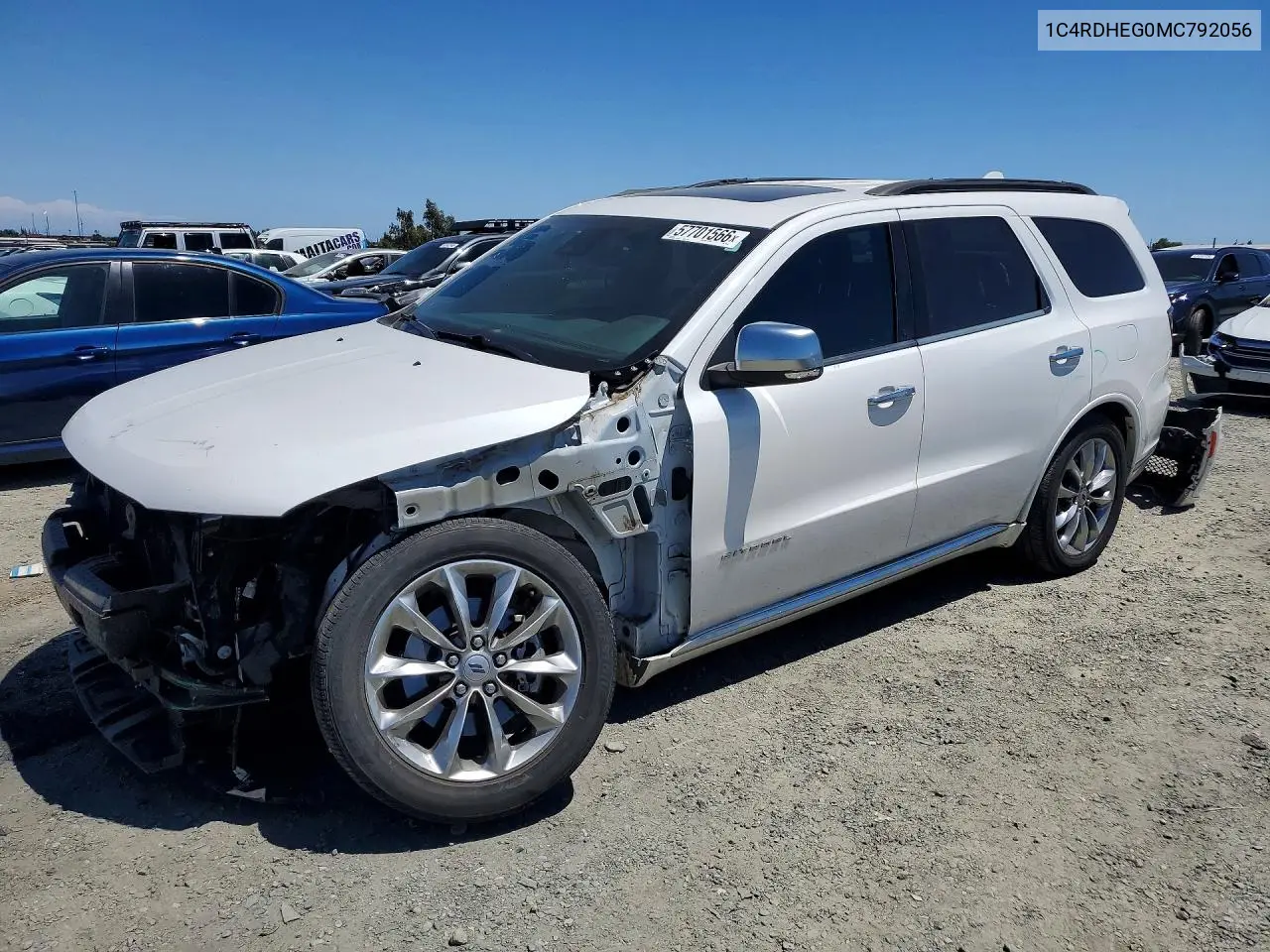2021 Dodge Durango Citadel VIN: 1C4RDHEG0MC792056 Lot: 57701566