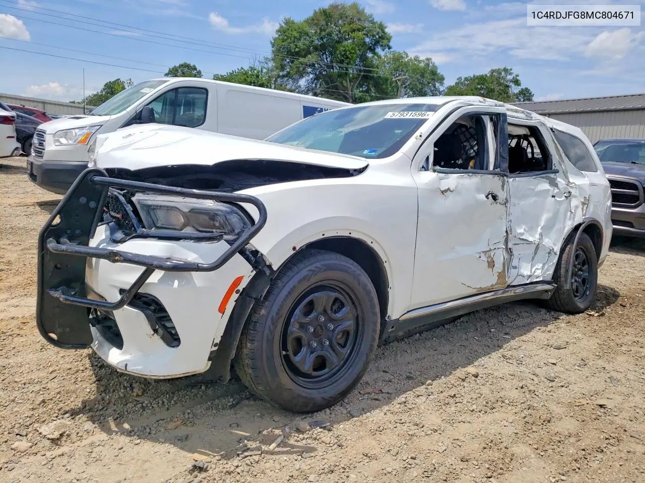2021 Dodge Durango Pursuit VIN: 1C4RDJFG8MC804671 Lot: 57931596