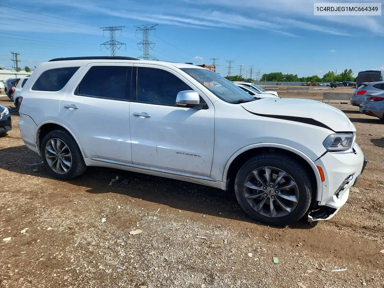2021 Dodge Durango Citadel VIN: 1C4RDJEG1MC664349 Lot: 58027066