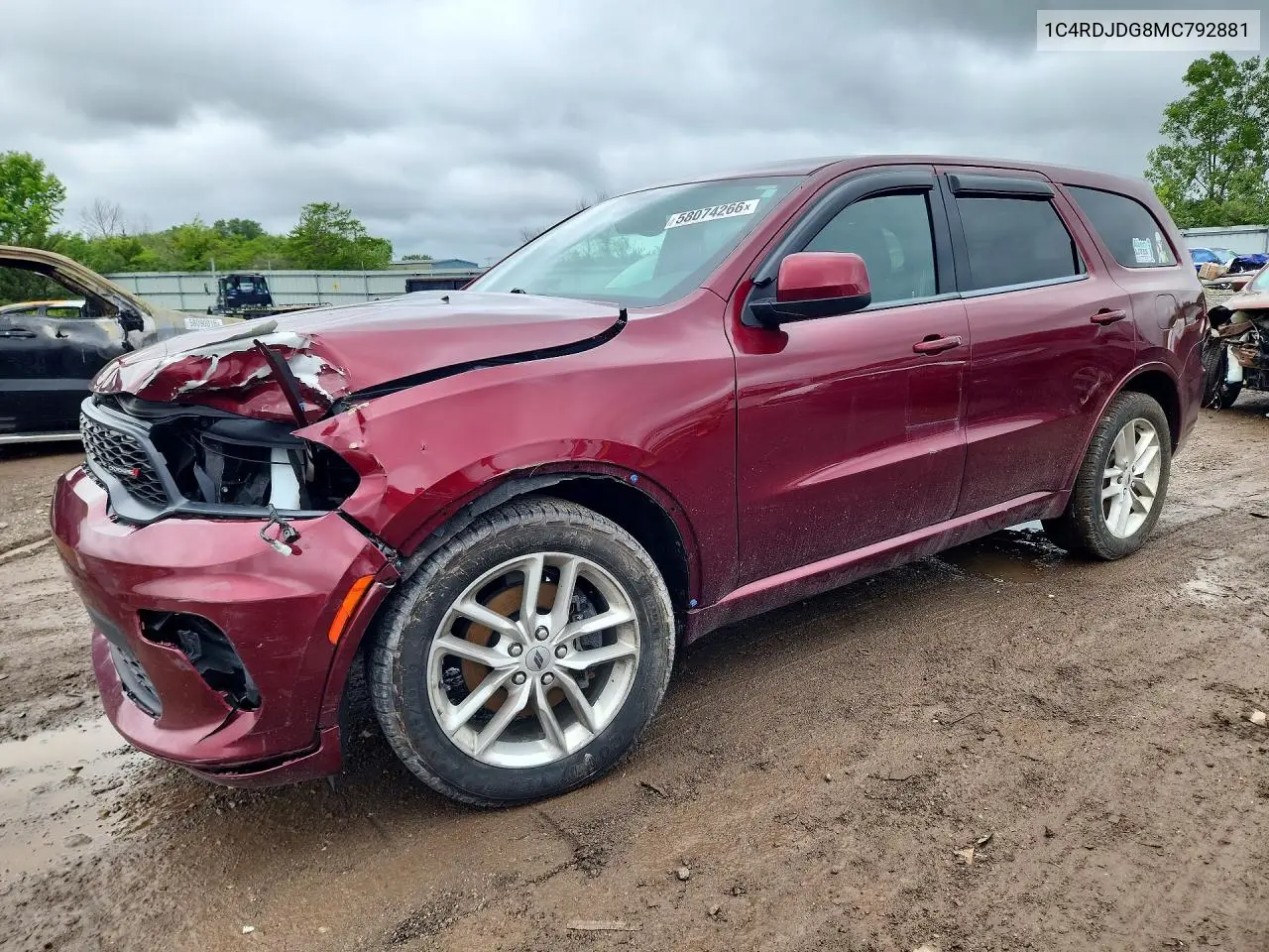 2021 Dodge Durango Gt VIN: 1C4RDJDG8MC792881 Lot: 58074266