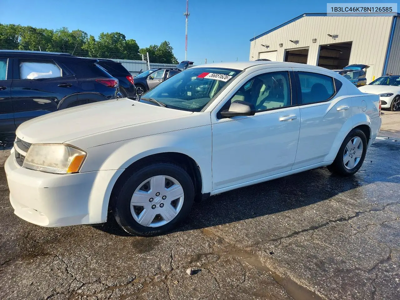 2008 Dodge Avenger Se VIN: 1B3LC46K78N126585 Lot: 56851626