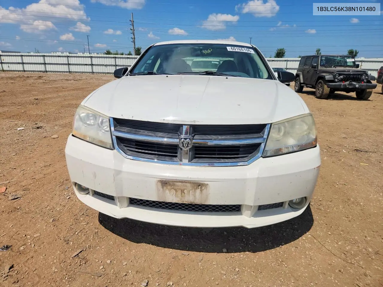 2008 Dodge Avenger Sxt VIN: 1B3LC56K38N101480 Lot: 60160106