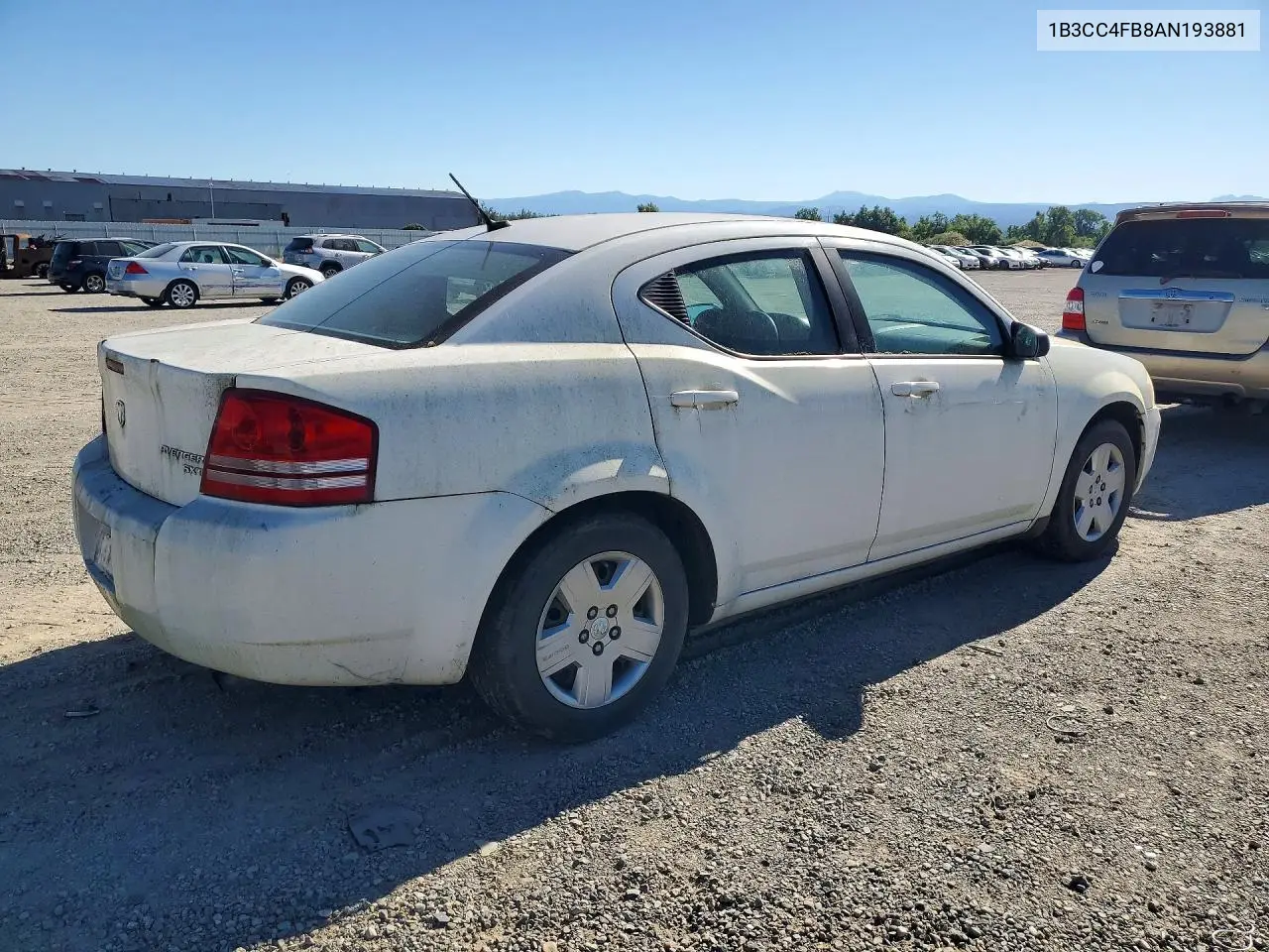 2010 Dodge Avenger Sxt VIN: 1B3CC4FB8AN193881 Lot: 56517226