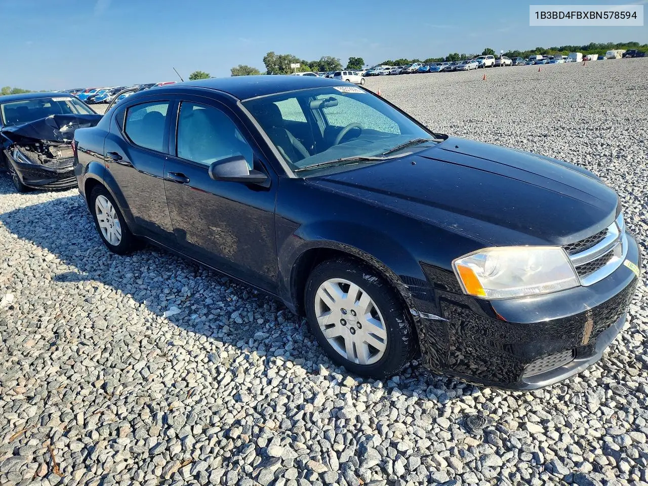 2011 Dodge Avenger Express VIN: 1B3BD4FBXBN578594 Lot: 59318696