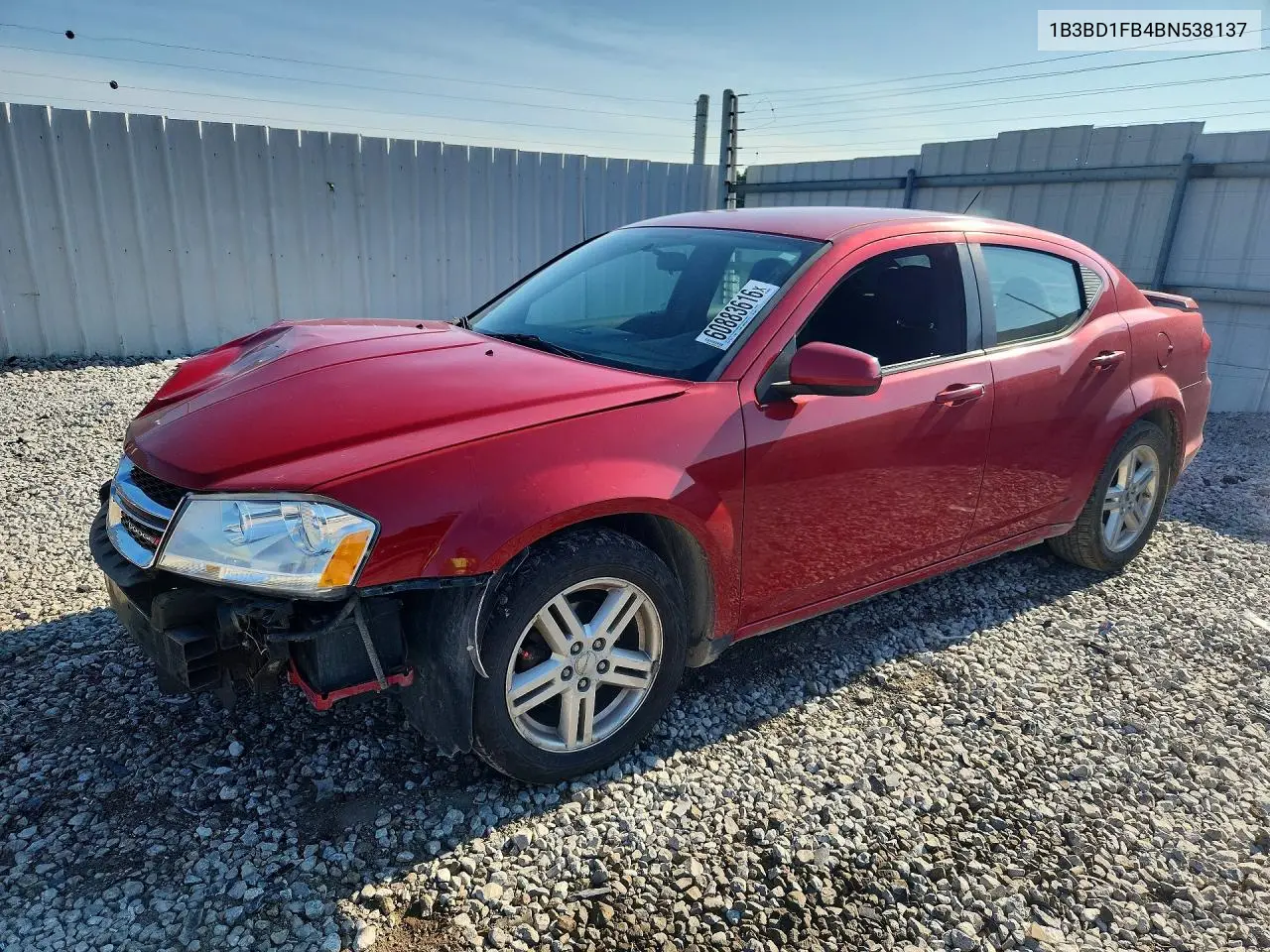 2011 Dodge Avenger Mainstreet VIN: 1B3BD1FB4BN538137 Lot: 60883616