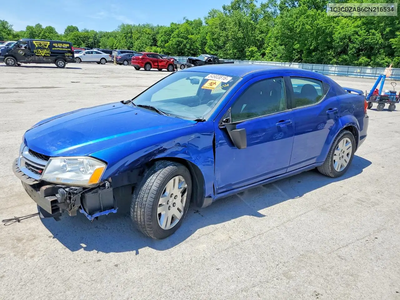 2012 Dodge Avenger Se VIN: 1C3CDZAB6CN216534 Lot: 54903816