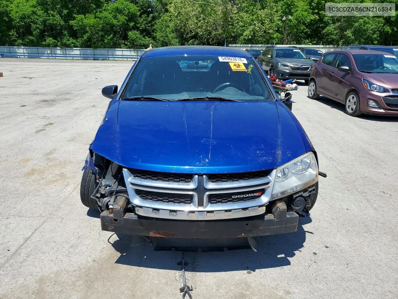 2012 Dodge Avenger Se VIN: 1C3CDZAB6CN216534 Lot: 54903816