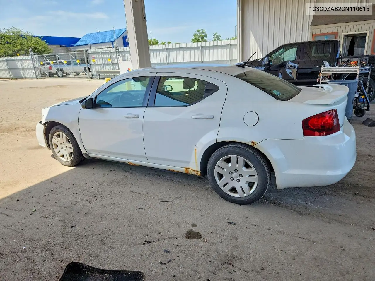 2012 Dodge Avenger Se VIN: 1C3CDZAB2CN110615 Lot: 55488056