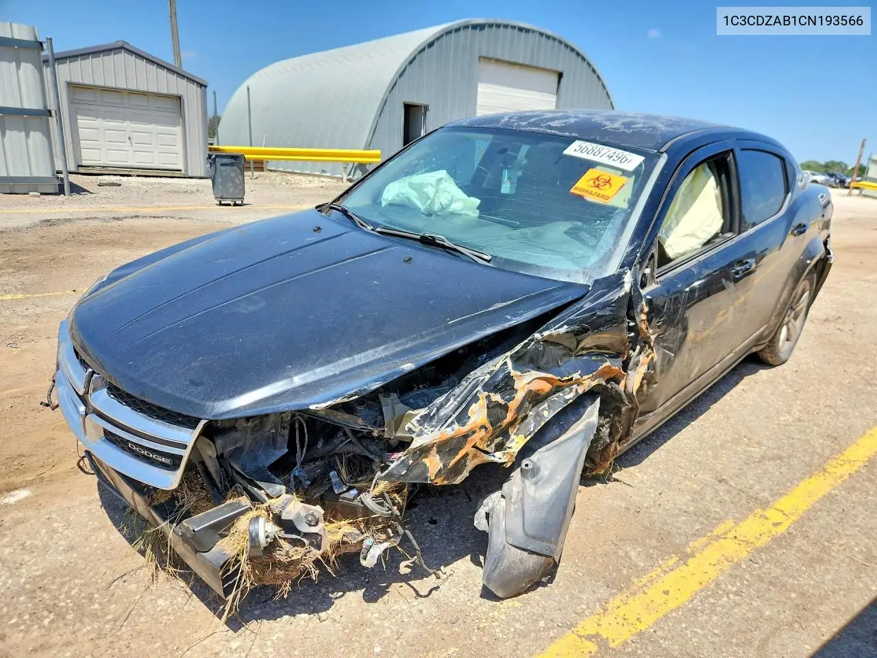 2012 Dodge Avenger Se VIN: 1C3CDZAB1CN193566 Lot: 56887496