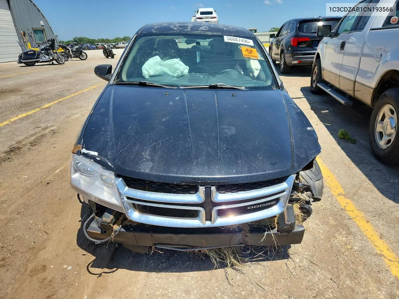 2012 Dodge Avenger Se VIN: 1C3CDZAB1CN193566 Lot: 56887496
