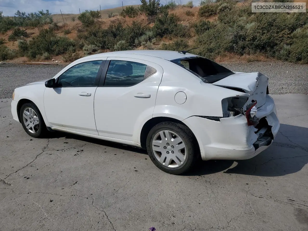2012 Dodge Avenger Se VIN: 1C3CDZAB8CN216521 Lot: 57684456
