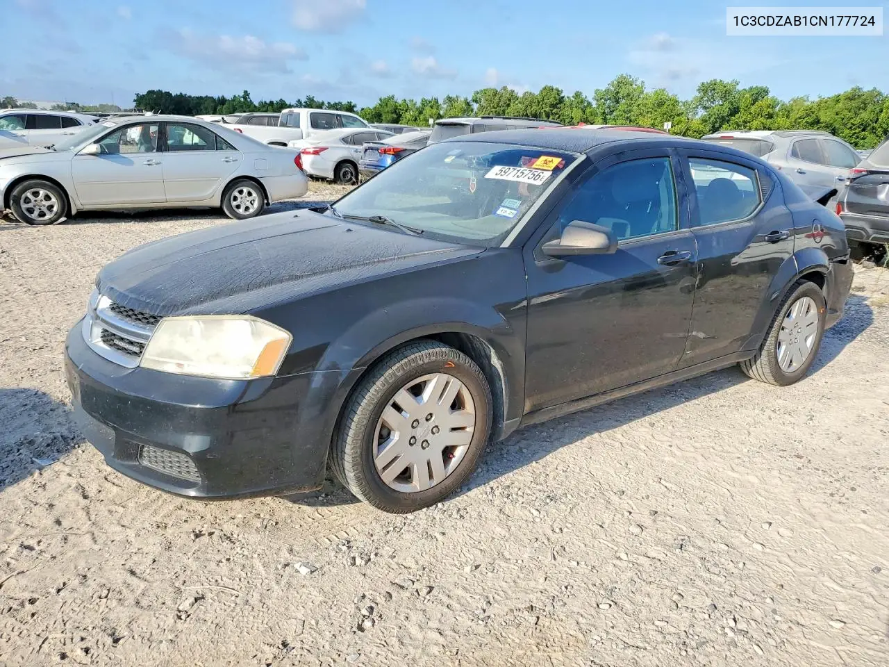 2012 Dodge Avenger Se VIN: 1C3CDZAB1CN177724 Lot: 59715756