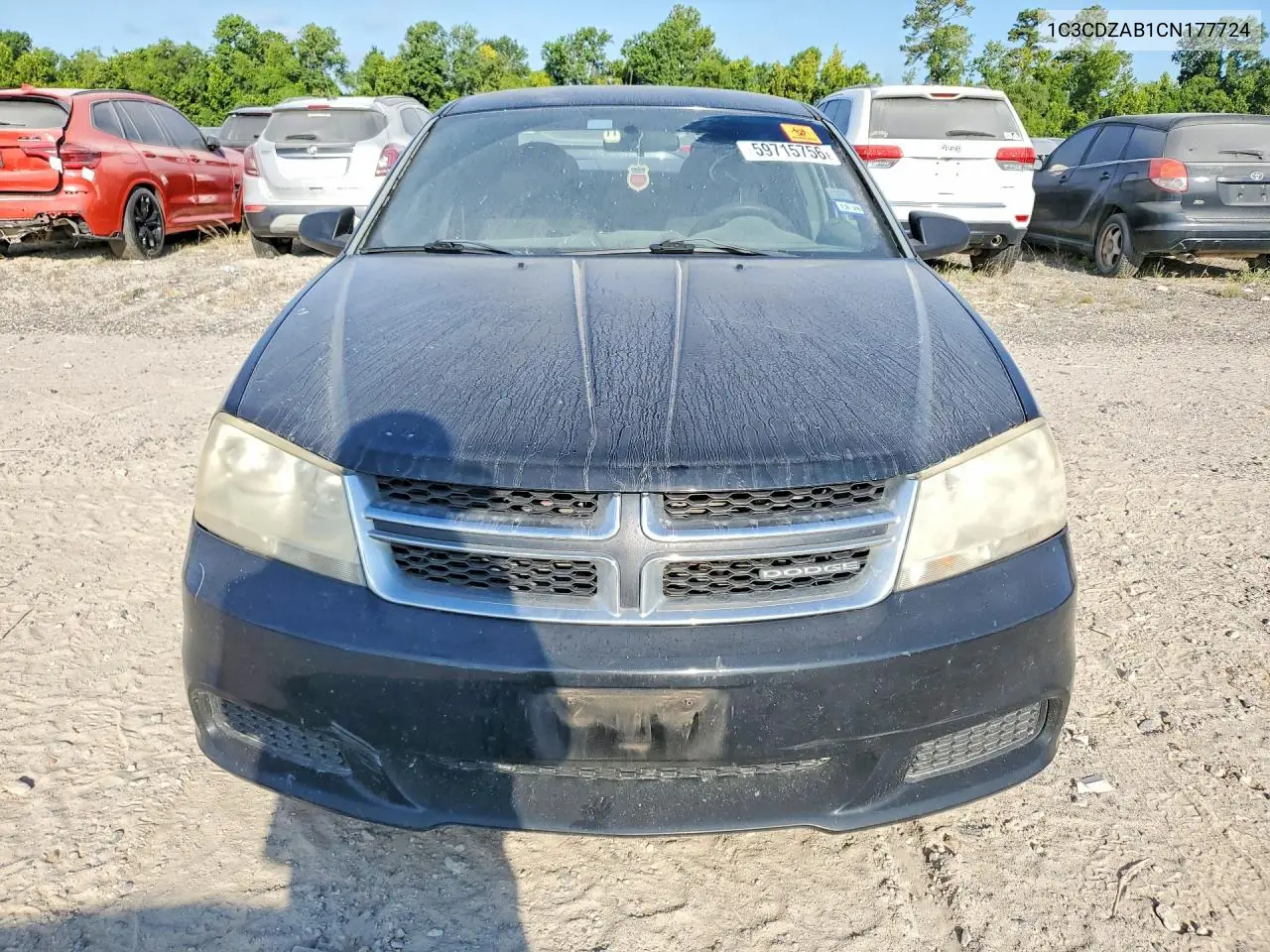 2012 Dodge Avenger Se VIN: 1C3CDZAB1CN177724 Lot: 59715756