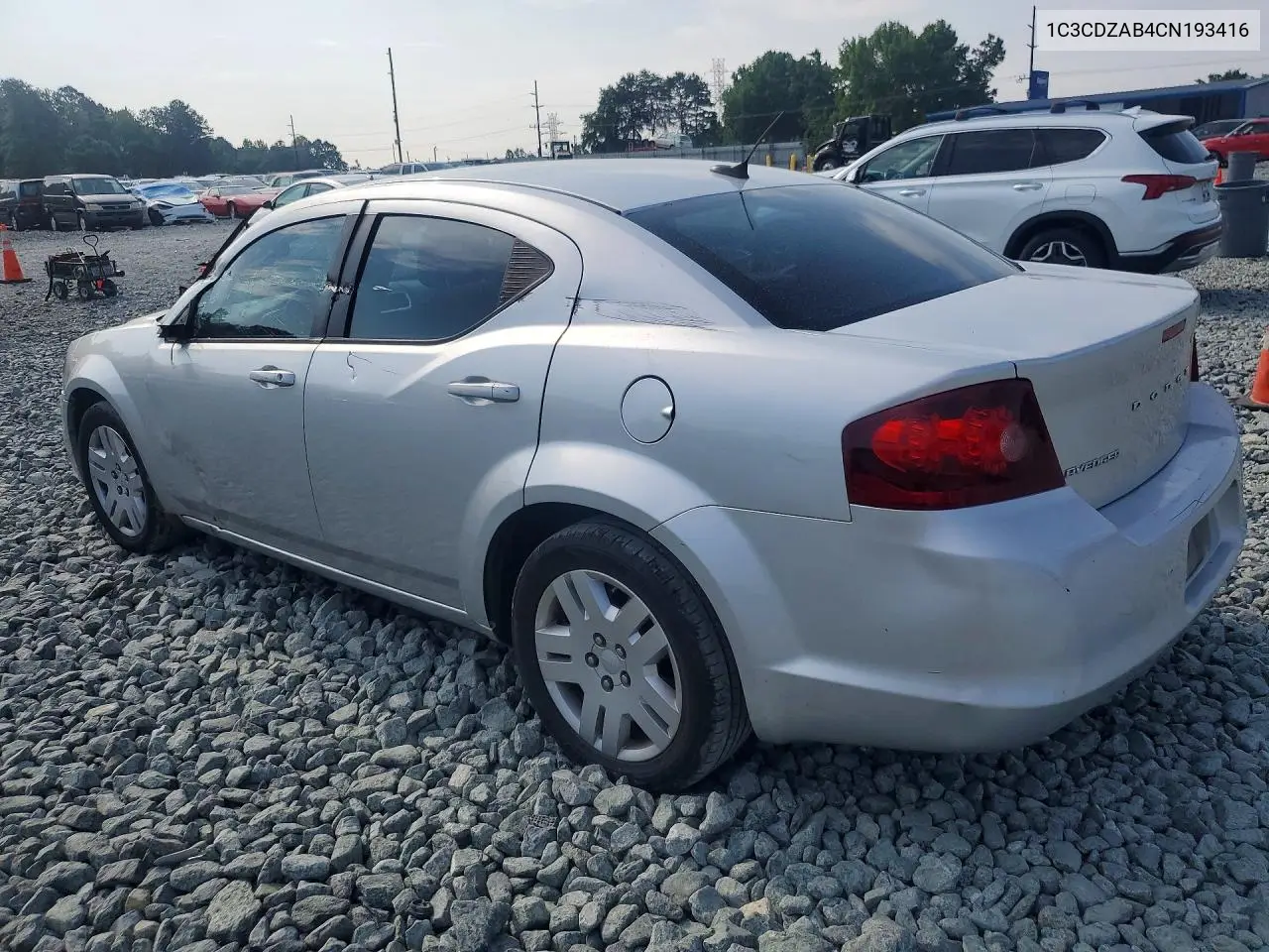 2012 Dodge Avenger Se VIN: 1C3CDZAB4CN193416 Lot: 59790406