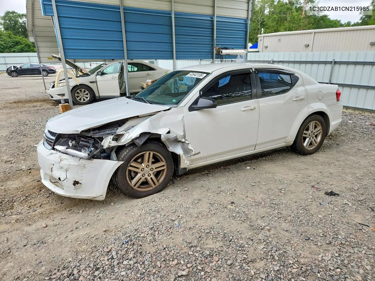 2012 Dodge Avenger Se VIN: 1C3CDZAB1CN215985 Lot: 60640106