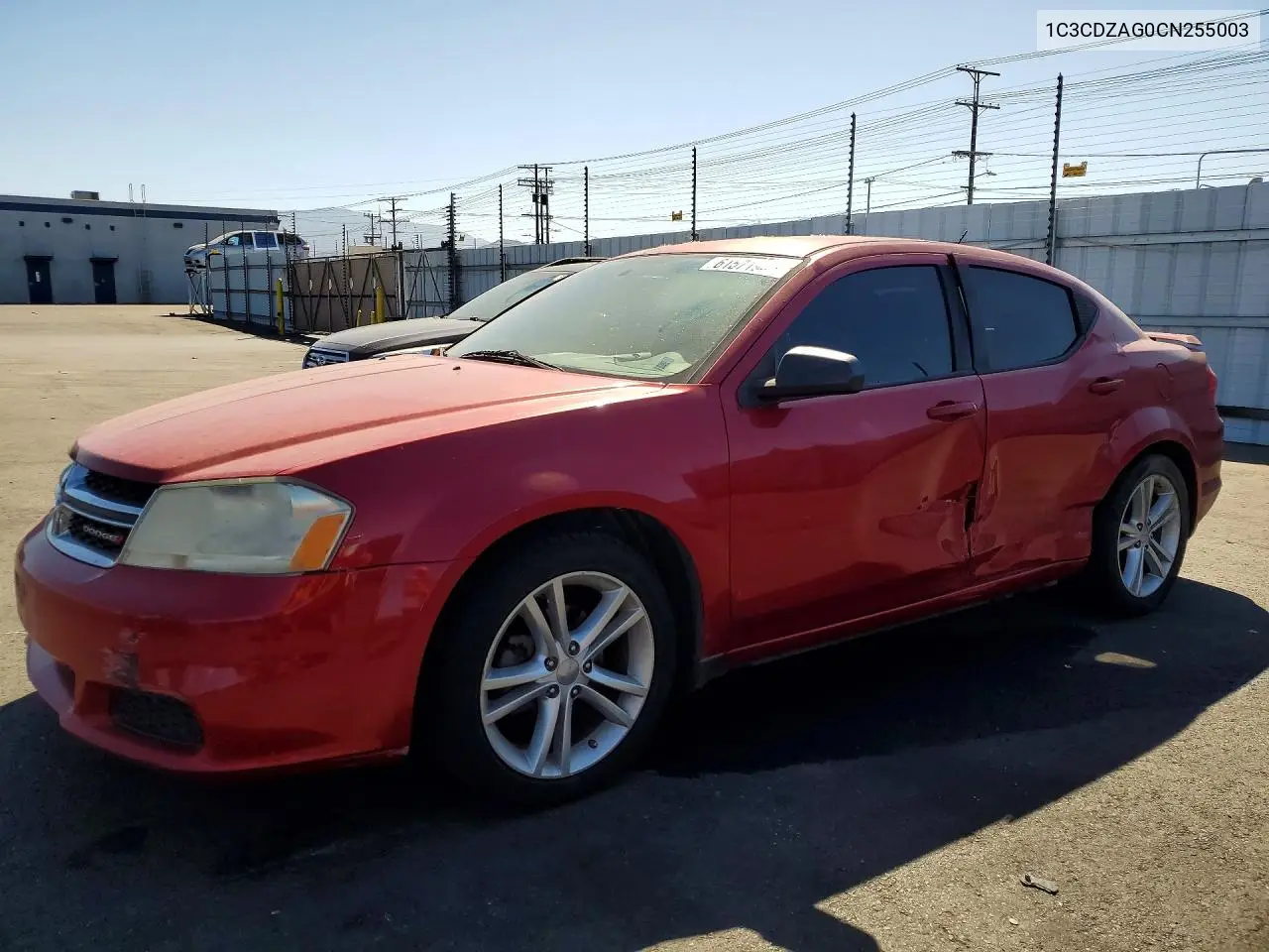 2012 Dodge Avenger Se VIN: 1C3CDZAG0CN255003 Lot: 61571906
