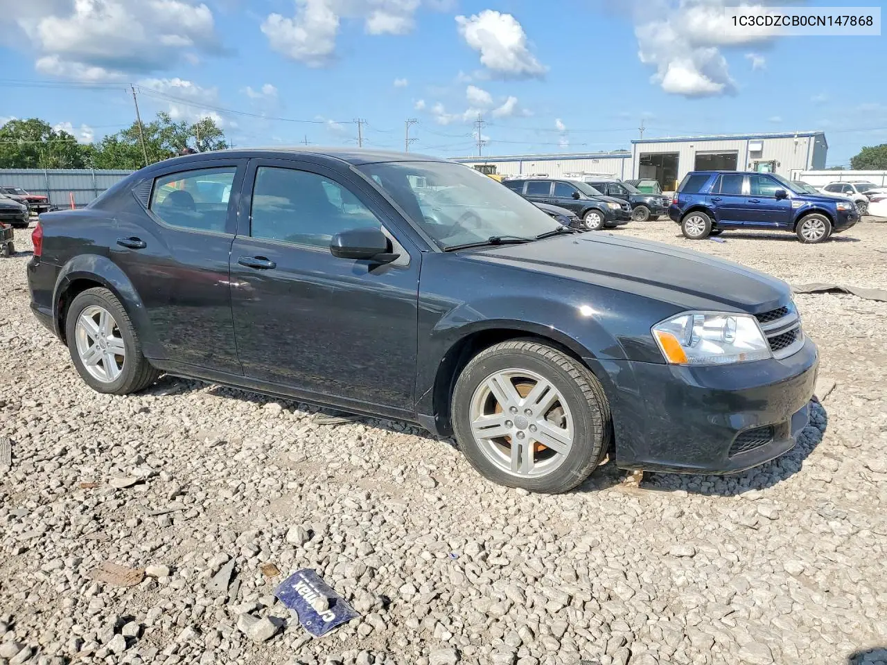 2012 Dodge Avenger Sxt VIN: 1C3CDZCB0CN147868 Lot: 61801096
