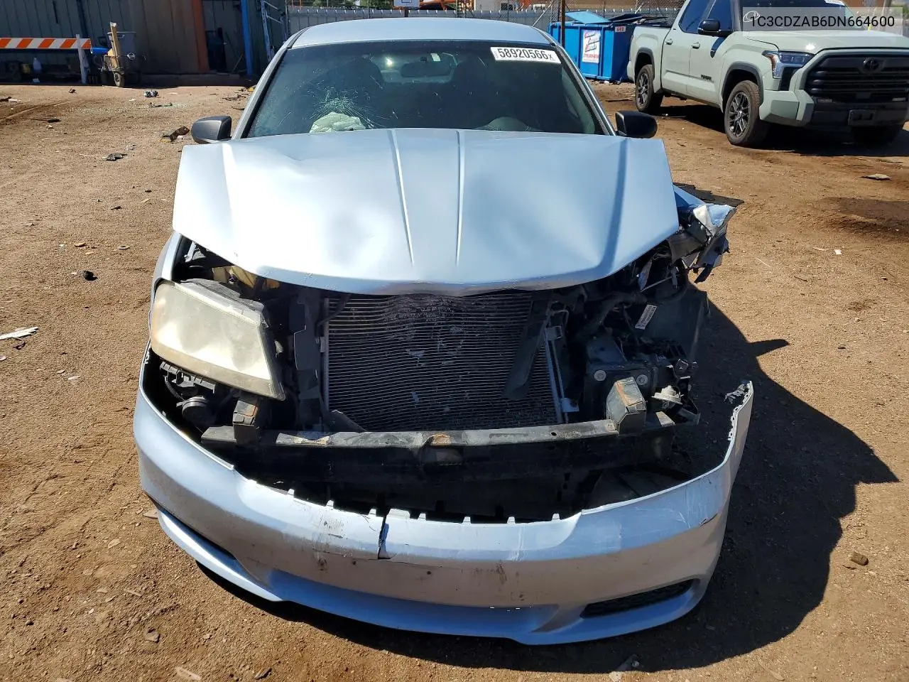 2013 Dodge Avenger Se VIN: 1C3CDZAB6DN664600 Lot: 58920566