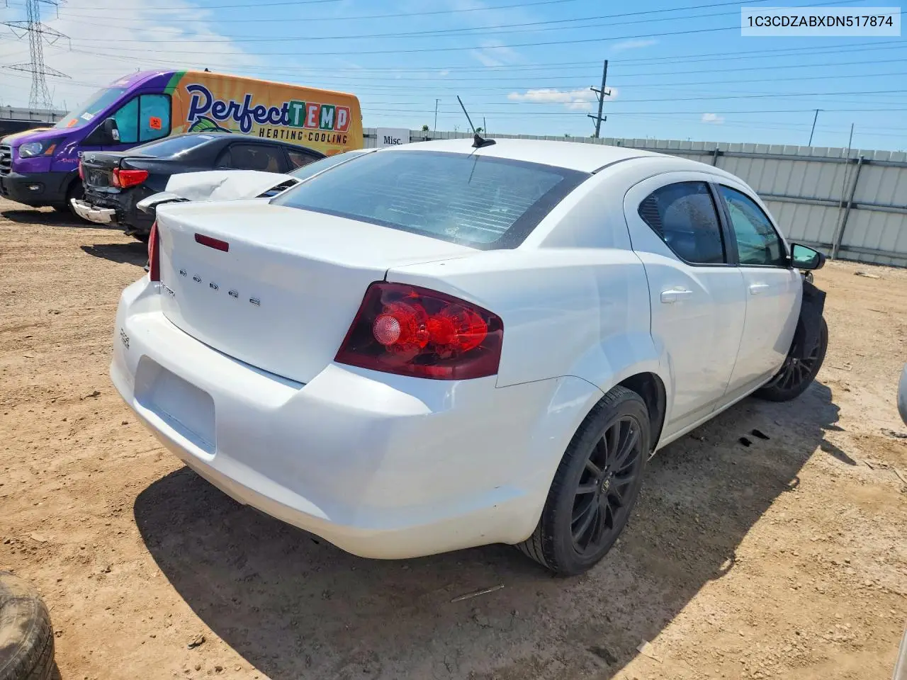 2013 Dodge Avenger Se VIN: 1C3CDZABXDN517874 Lot: 60380466