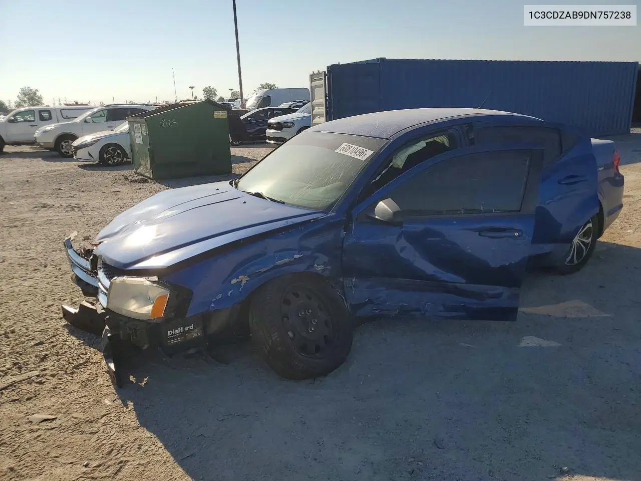 2013 Dodge Avenger Se VIN: 1C3CDZAB9DN757238 Lot: 60810496
