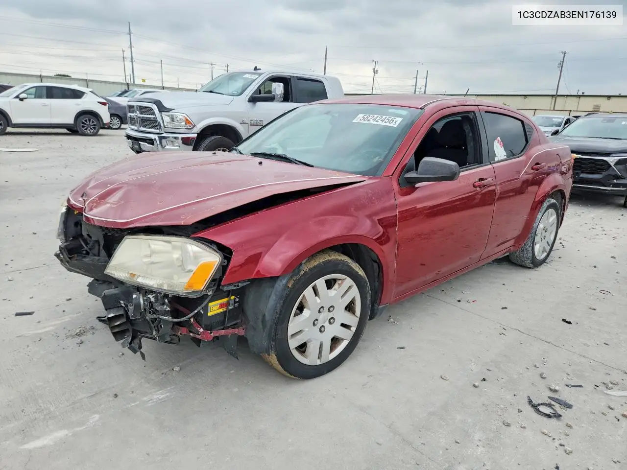 2014 Dodge Avenger Se VIN: 1C3CDZAB3EN176139 Lot: 58242456