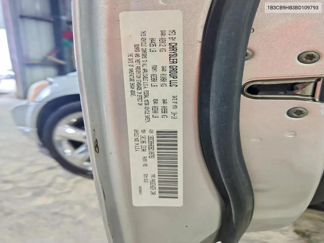 2011 Dodge Caliber Uptown VIN: 1B3CB9HB3BD109793 Lot: 55429526