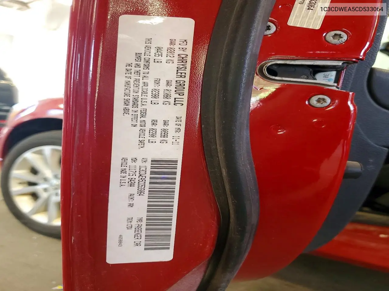 2012 Dodge Caliber Sxt VIN: 1C3CDWEA5CD533064 Lot: 56866026