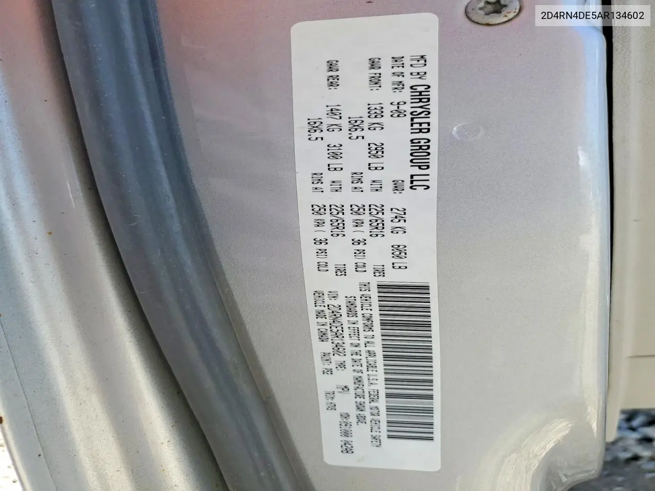 2D4RN4DE5AR134602 2010 Dodge Grand Caravan Se