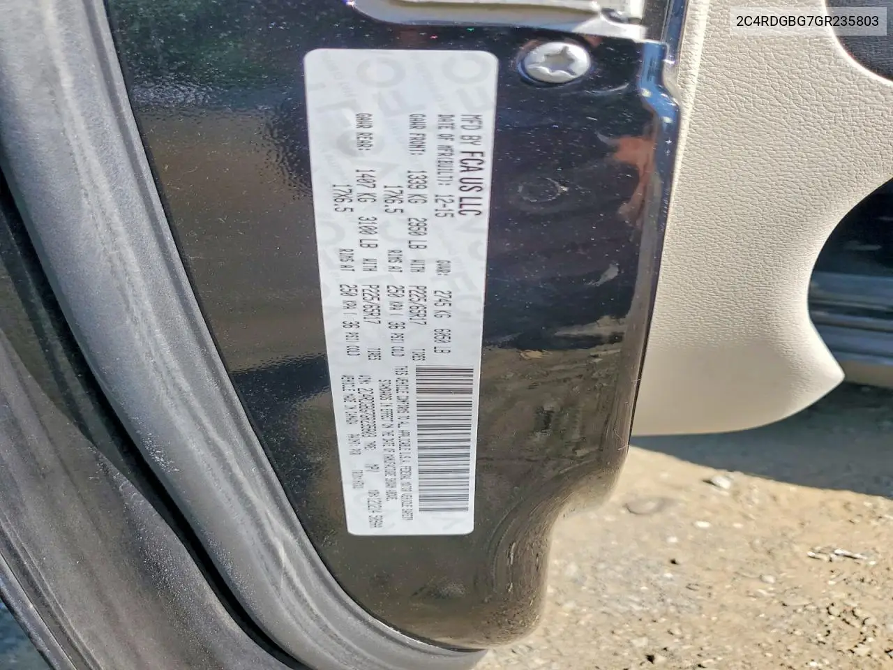 2016 Dodge Grand Caravan Se VIN: 2C4RDGBG7GR235803 Lot: 61904926