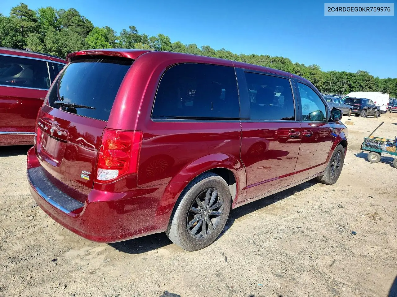 2019 Dodge Grand Caravan Gt VIN: 2C4RDGEG0KR759976 Lot: 58913976