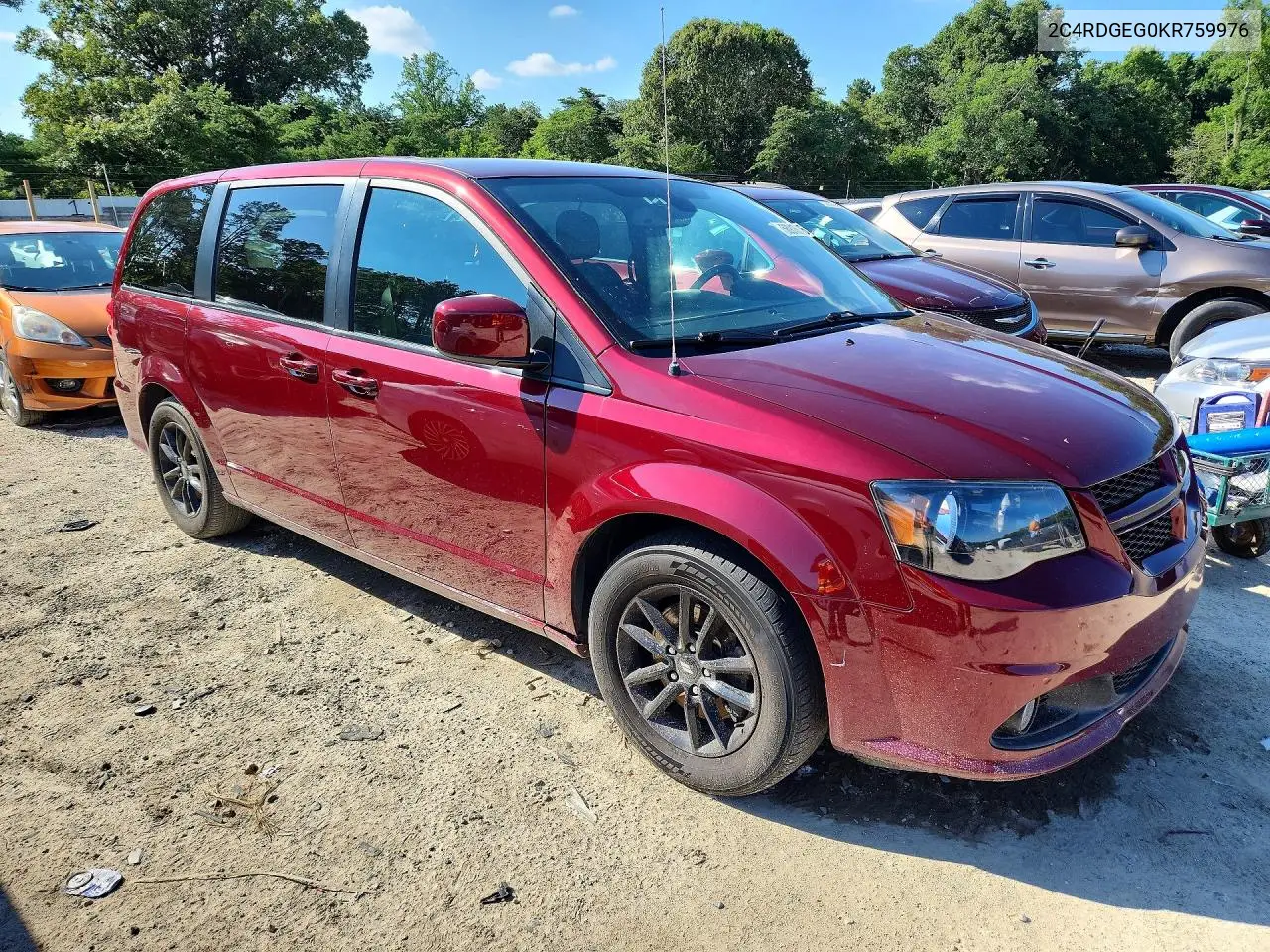 2019 Dodge Grand Caravan Gt VIN: 2C4RDGEG0KR759976 Lot: 58913976