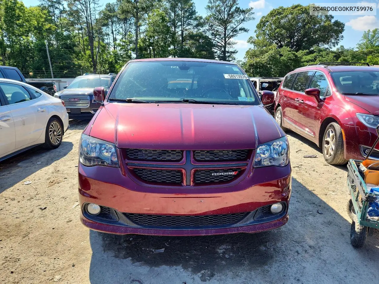 2019 Dodge Grand Caravan Gt VIN: 2C4RDGEG0KR759976 Lot: 58913976