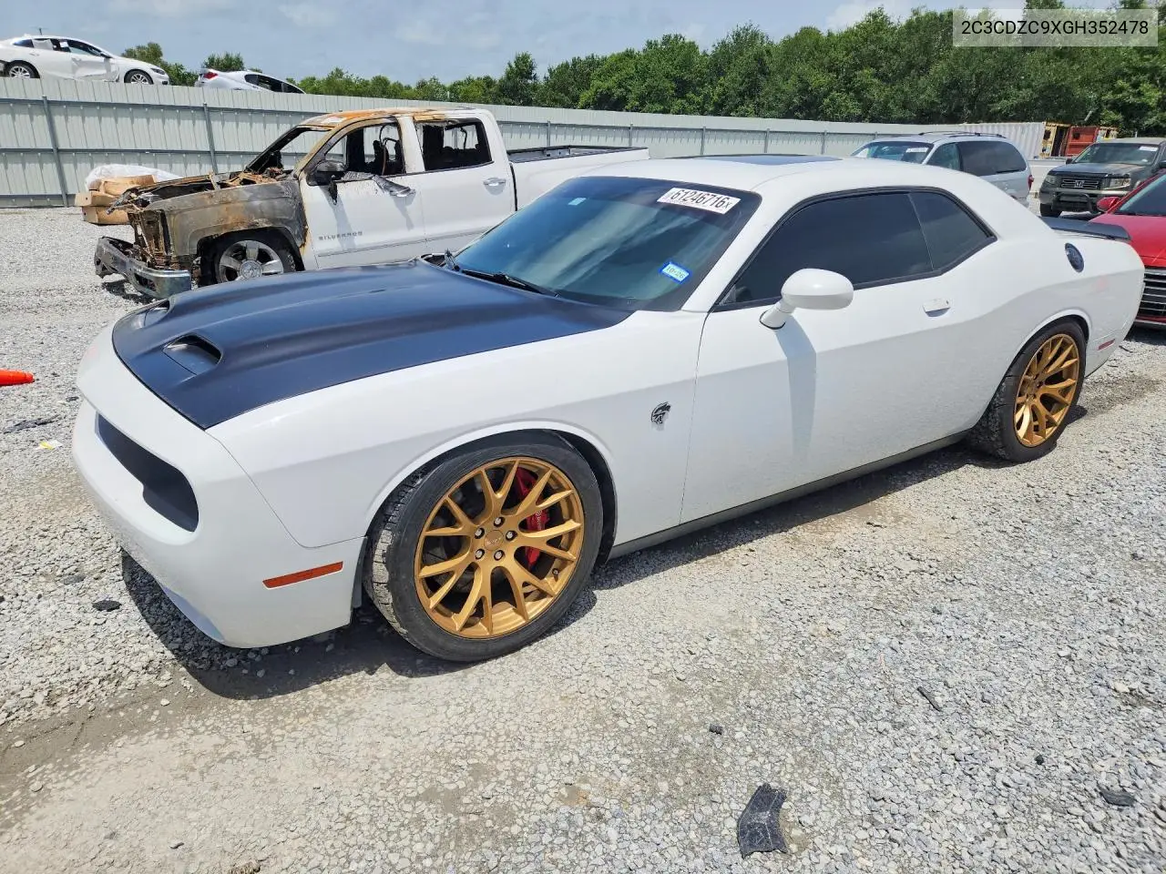2016 Dodge Challenger Srt Hellcat VIN: 2C3CDZC9XGH352478 Lot: 61246716