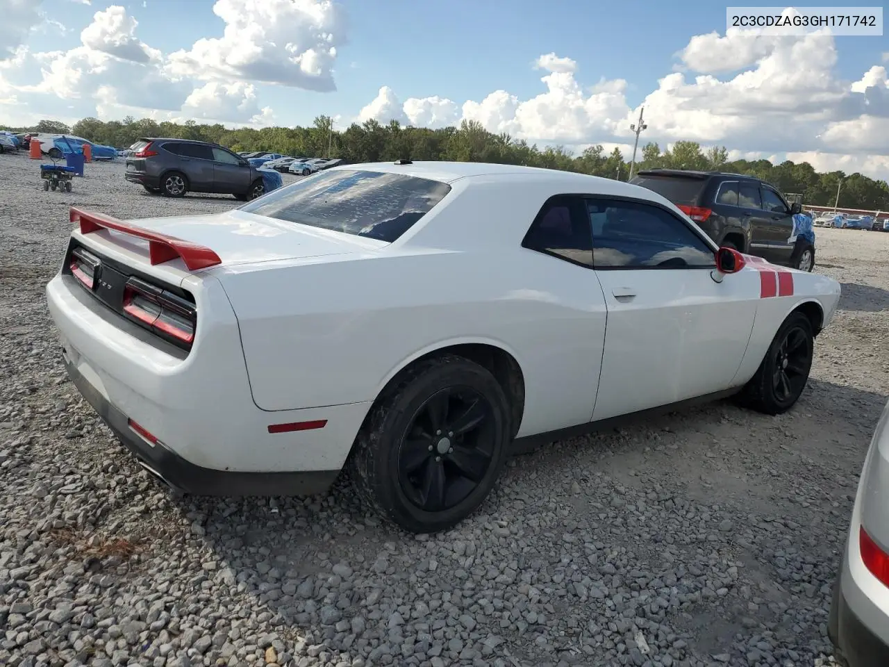 2C3CDZAG3GH171742 2016 Dodge Challenger Sxt
