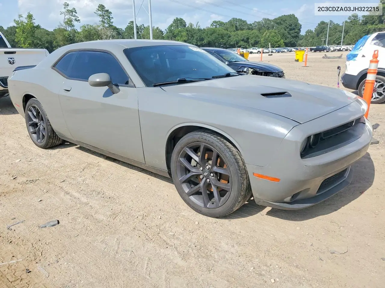 2018 Dodge Challenger Sxt VIN: 2C3CDZAG3JH322215 Lot: 61721346