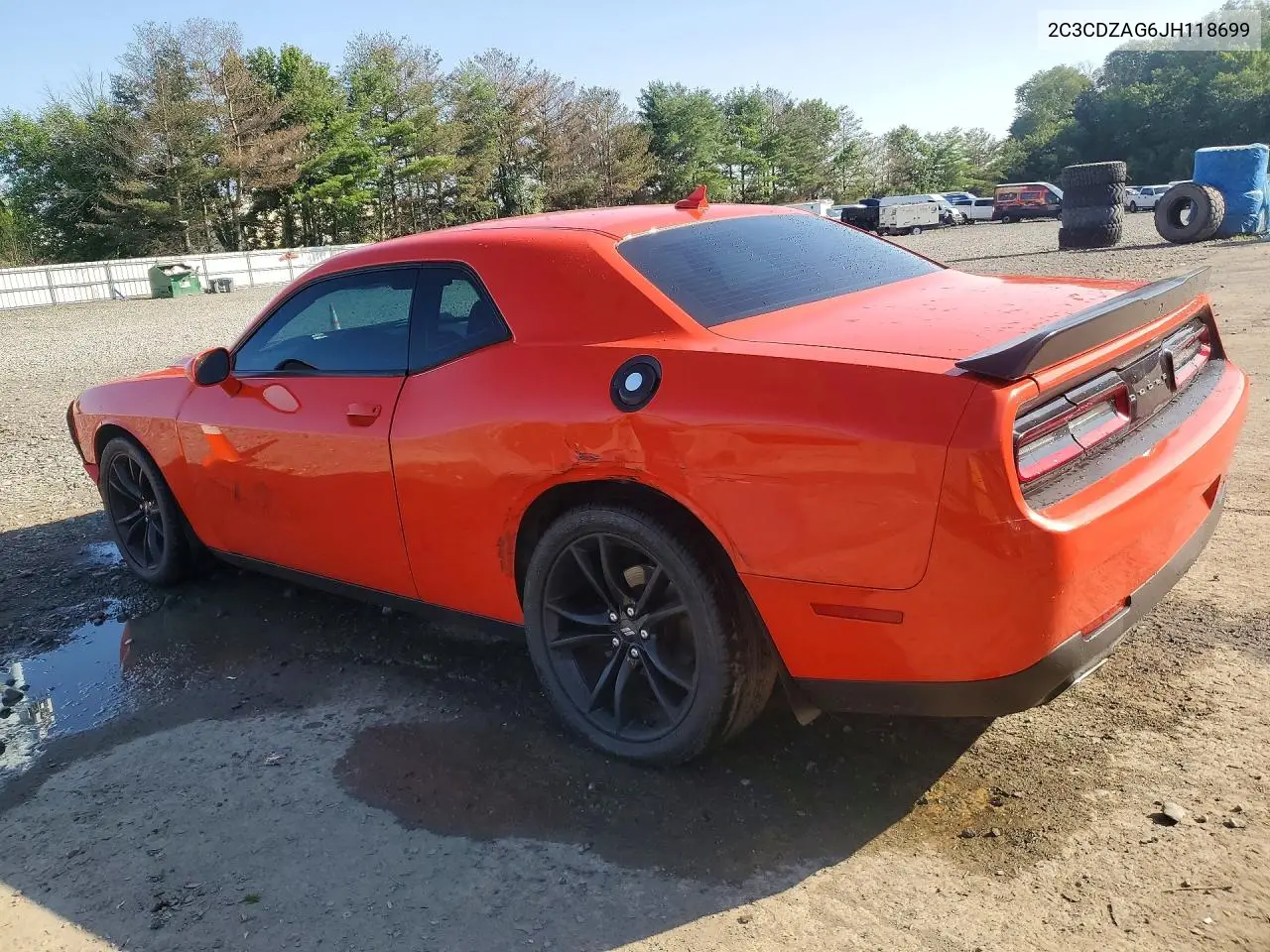 2018 Dodge Challenger Sxt VIN: 2C3CDZAG6JH118699 Lot: 61906246
