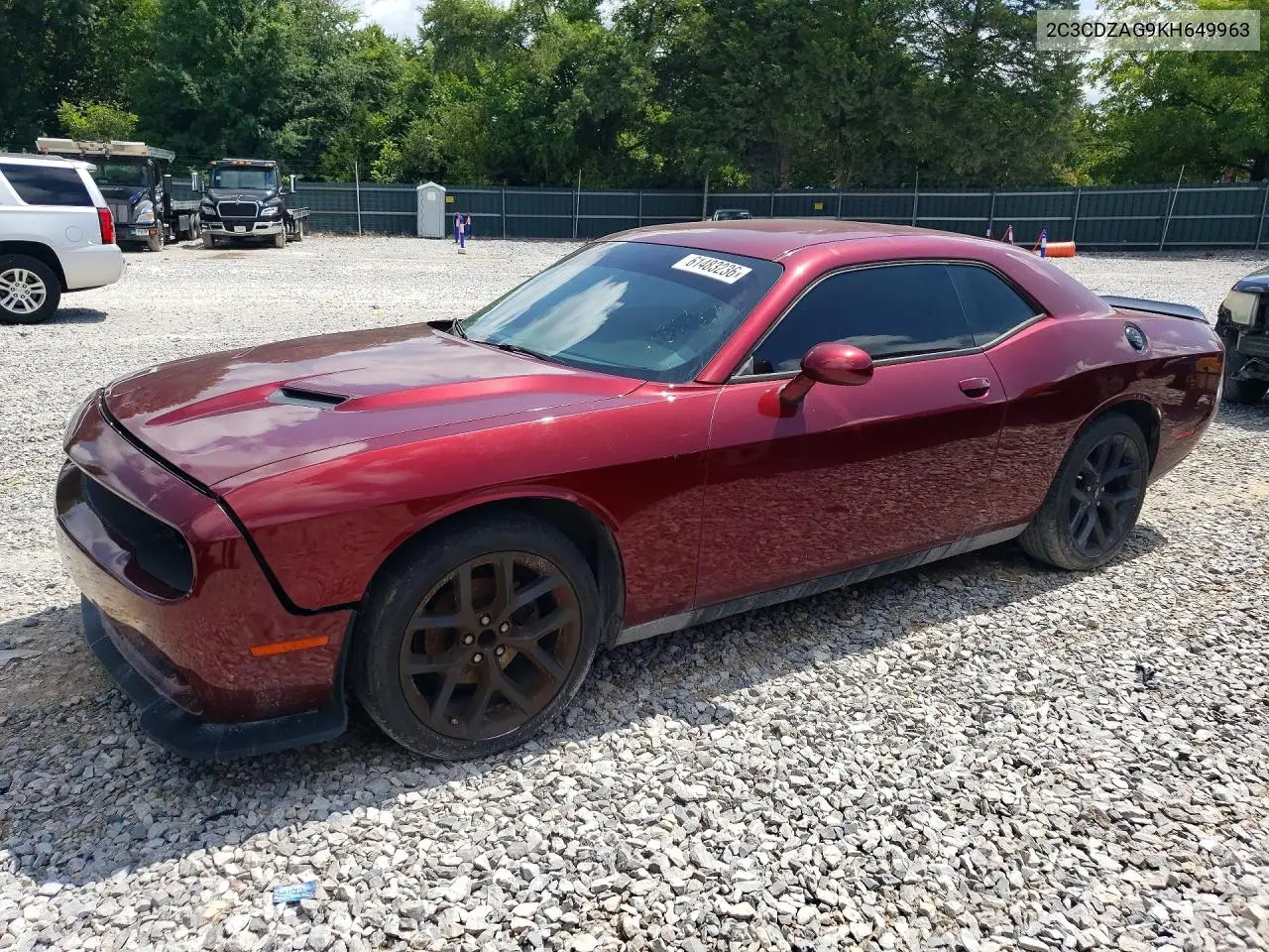 2019 Dodge Challenger Sxt VIN: 2C3CDZAG9KH649963 Lot: 61483236